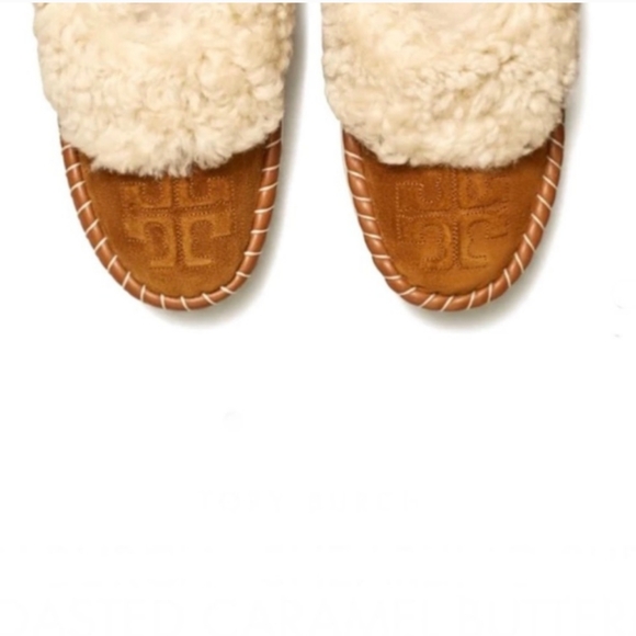 TORY BURCH Toasted Caramel Shearling Slippers NEW! Size 9.5 - Picture 11 of 12